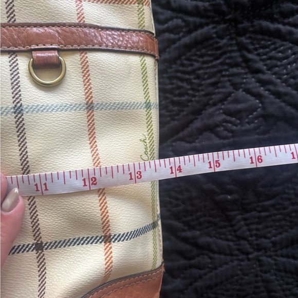 Coach Multicolor Plaid Tote with Blue Stripe - Picture 13 of 14